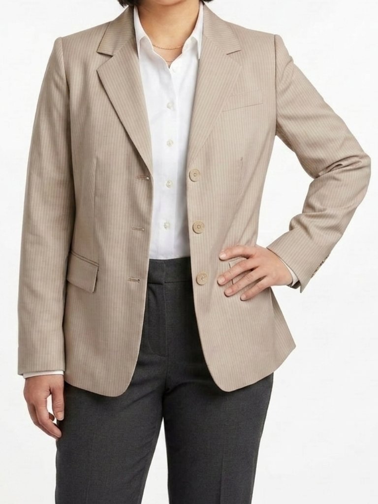 Talbots Woman Petites Striped Cotton Blend Blazer- Sz. 12p